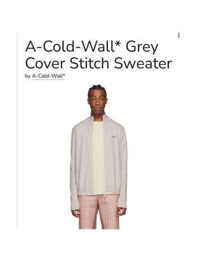 Men's A-Cold-Wall* Moonbeam Grey Cover Stitch Zip Up Sweater S